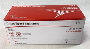 Cardinal Health Cotton-Tipped Applicators box of 200 - Picture 1 of 5