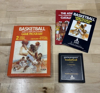 Vintage 1978 Basketball Atari CX2624 Video Game Program w/ Original Box + Manual - Image 1 of 4