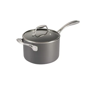 Hard Anodized Non Stick 4-Quart Large Sauce Pan with Glass Lid, Oven Safe - Picture 1 of 7