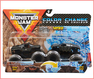 2 PACK- Monster Jam Color CHANGE changers SOLDIER FORTUNE  MAX-D Truck Black OPS