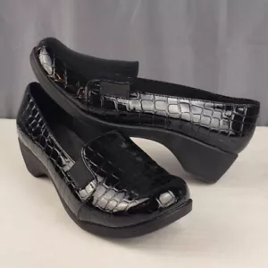 Hush Puppies Soft Style Women's Size 9 Loafer Faux Reptile Leather Wide Black - Picture 1 of 15