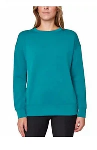 Mondetta Ladies' Scuba Long Sleeve Crewneck Sweatshirt Relaxed Fit, Verdigris, M - Picture 1 of 5