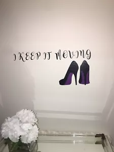 Purple Shoe Lovers Lady Quote Home Car Salon Wall Decal Sticker Free Shipping - Picture 1 of 5
