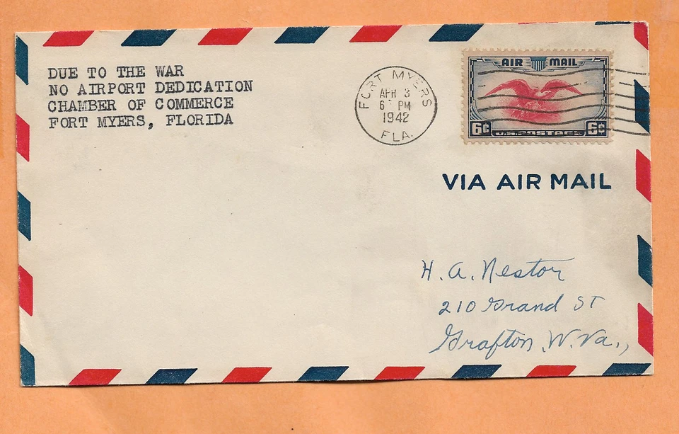 C23 FIRST FLIGHT DUE TO WAR NO DEDICATION FORT MYERS FLA APR 3,1942 - Image 1 of 1