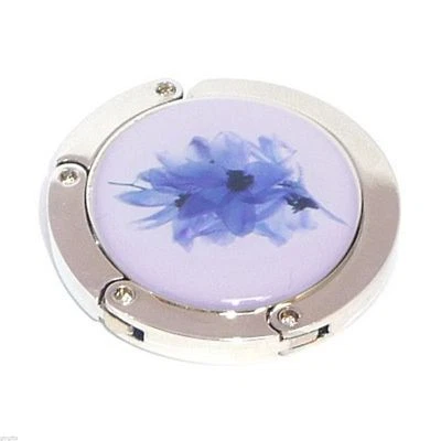 CADOGAN GIFTS Delicate Blue Hibiscus Flowers Design Handbag Hanger XHBH11