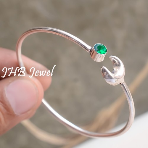 VALENTINO Bracciale argento sterling 925 pietra preziosa diopside cromato ultimo regalo gioielli