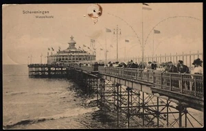 Foto postal Países Bajos 1917, Scheveningen, Wandelhoofd. Scott: #58 Perfin - Imagen 1 de 2