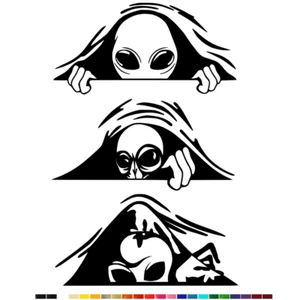 Alien Peeper Vinyl Decal Sticker Car Bumper Window Laptop Mug UFO Scary Monster - Picture 1 of 10