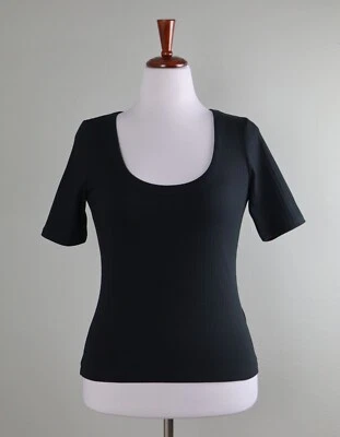 NINETY POR CIENTO Marca Nuevo con Etiquetas Negro Algodón Orgánico Acanalado Cuello Redondo Top Talla Grande Foto 1 de 4