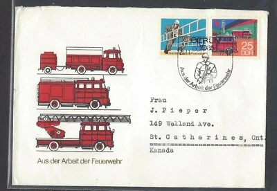GERMANY DDR 1977 3 FIRST DAY COVERS FIRETRUCK FIRE ENGINE FIREMEN'S ACTIVITIES - Image 1 of 3