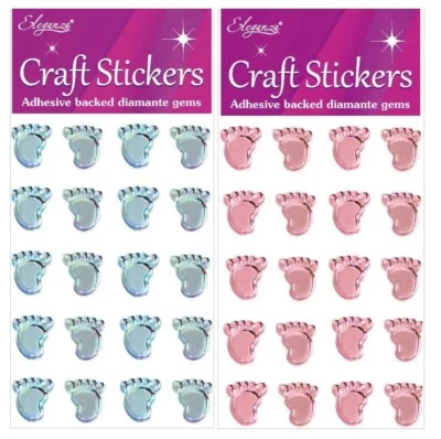 BABY FEET Stickers Boy or Girl Gender Reveal Blue Pink Christening Foot Prints - image 1 of 2