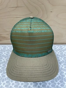 PrAna Snapback Trucker Hat Green Lightweight Mesh Adult Cap Striped - Picture 1 of 7