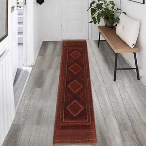 Afghan Hand Knotted Tribal Mashwani Kilim Wool Area Runner Rug 8 x 2 Ft - Picture 1 of 7