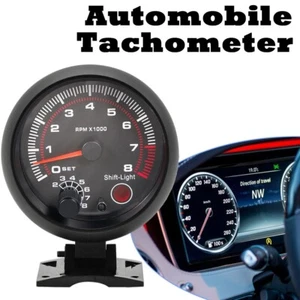 3.75" Car 12V Tachometer Tacho Gauge Meter 0-8000 RPM Shift Light Universal - Picture 1 of 11