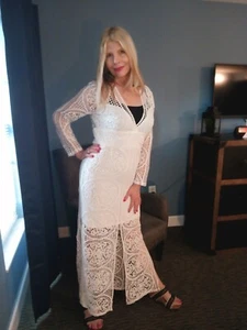 VENUS DAMEN HÄKEL BOHO MAXI SCHLITZ GETEILTE BEINE KLEID Strand Hochzeit Boho GR. 6 - Bild 1 von 20