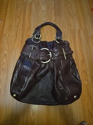 Karen Millen Genuine Leather Hand Bag  O Red Buckled Oxblood Red Purple  - Image 1 of 4