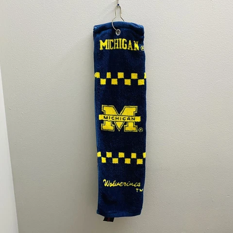Michigan Wolverines TM Datrex 21" x 5 1/2" Golf Bag Towel Navy Blue/Yellow *READ Cover