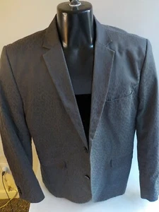 H&M 2 Button Animal Print Blazer-Gray on Gray- Cotton-SIZE 44R Regular Fit - Picture 1 of 6