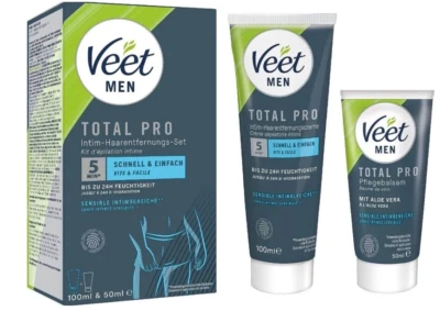 Veet Men Intim-Haarentfernungs-Set- Enthaarungscreme für den Intimbereich Männer