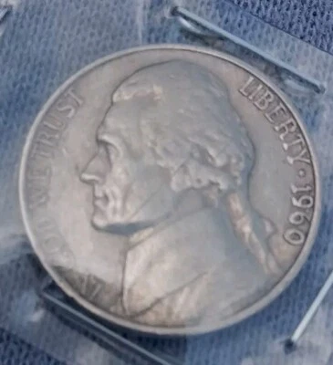 1960-D Jefferson Nickel 5C DDO DDR Doubling Error. Actual Coin U Will Receive  - Image 1 of 3