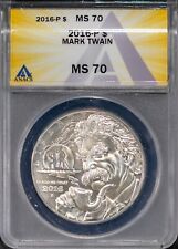 2016-P $1 Silver Mark Twain Dollar MS 70 ANACS # 7693081 + Bonus