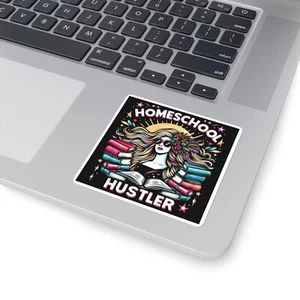 Homeschool Hustler Square Stickers, Gifts for Homeschooling Moms and Teachers - Picture 1 of 7