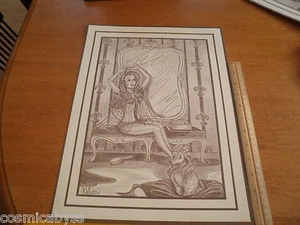 1960's Velon boudoir Powder Room print Disney artist 12x16" w/ artist bio paper - Picture 1 of 6