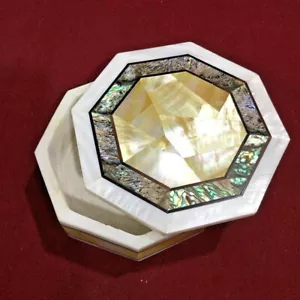 8 Zoll Weiß Marmor Schmuck Schmuck Box Inlay Pietra Dura Mosaik Mop Malachit - Bild 1 von 4