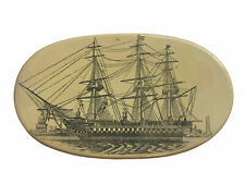 Atq Scrimshaw Resin Maritime Boston , New England Ship Medallion Plaque Marked