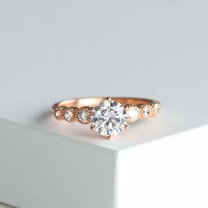 1ct Brilliant Round Cut Five Stone Rose Gold Engagement Ring Promise Ring