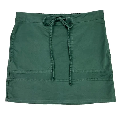 Theory Womens Petite Sz P Green Stitched Pocket Mini Garment Dyed Twill Skirt - Image 1 of 4