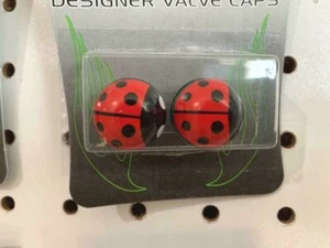 Pair Valve Caps Ladybug Schrader Bikes Cars Trucks New! - Picture 1 of 1