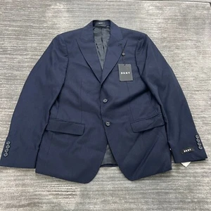 DKNY Blazer Größe 40R 33W Herren Sakko 100% Wolle Stretch Nadelstreifen Blau Neu mit Etikett - Bild 1 von 10