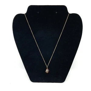 Vintage 12K Gold Filled  Chain Necklace with Round Smokey Quartz Pendant - Picture 1 of 9
