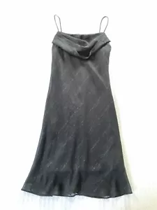 Vintage 1990s Chiffon Mini Dress Sheer Silver Glitter Goth Party Whimsy Sparkly - Picture 1 of 11