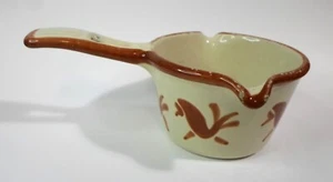 Vintage HUSQVARNA ENAMELED IRON BUTTER / SAUCE WARMER Bird Design Sweden 5.75" L - Picture 1 of 9