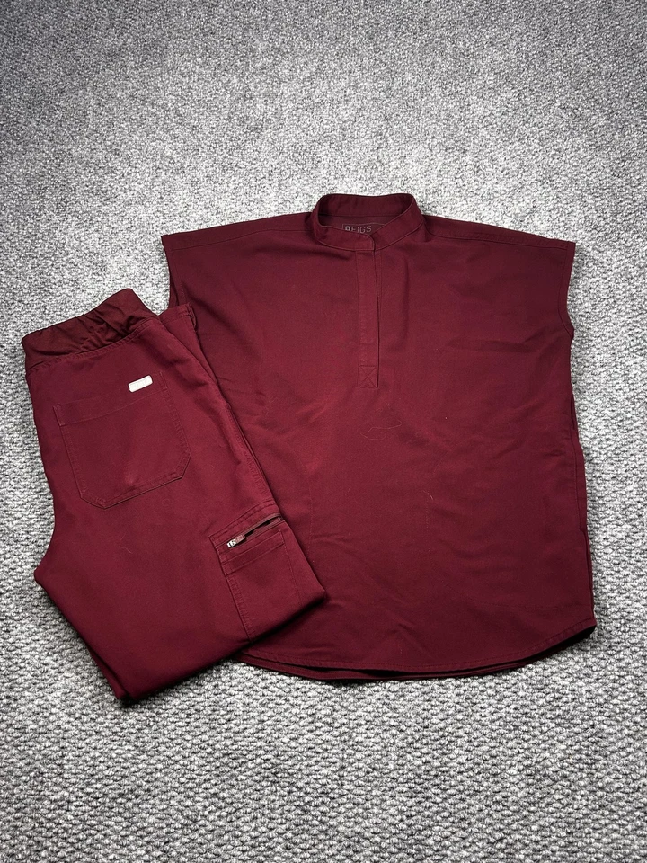 FIGS Technical Collection Scrub Set Womens XS Burgundy Top Pants Medical - Image 1 of 4
