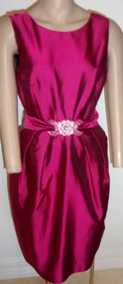 Alex Evenings Dress Burgandy Rhinestone Pearls Sash Pockets Size 8 Petite - Image 1 of 4