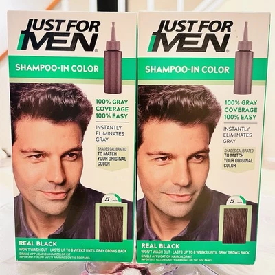 2pk Just for Men H-55 REAL BLACK Hair color Shampoo-In Haircolor Kit - Image 1 of 4