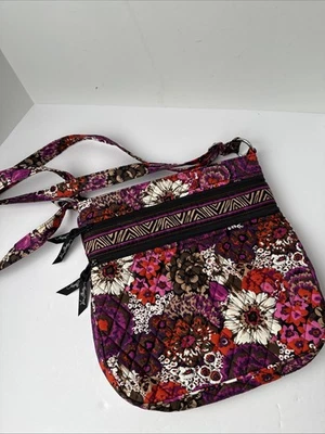 Vera Bradley Crossbody Bag Triple Zip Hipster Floral Rosewood Adjustable Strap - Image 1 of 4