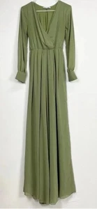 Baltic Born Dress Womens Small Olive Green Maxi Long Sleeve Lydia Party Wedding - Picture 1 of 7