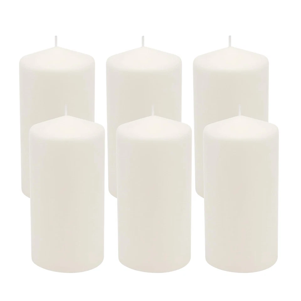 Stonebriar Tall 3x6 Inch Unscented Pillar Candleswhite 6 Count