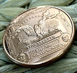 US $1 Silver Certificate BLACK EAGLE Token Coin 1 oz Pure Copper - Picture 1 of 8