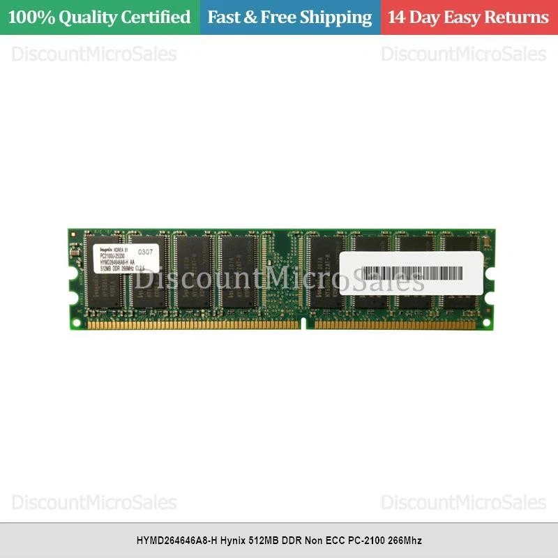 HYMD264646A8-H Hynix 512MB DDR Non ECC PC-2100 266Mhz - Image 1 of 1