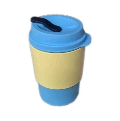Tupperware Coffee To Go Becher 350 ml hellblau-gelb Kaffeebecher Mehrweg neu/ovp - Bild 1 von 4