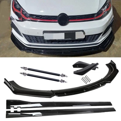 For Volkswagen Scirocco Front Bumper Lip Chin Spoiler Splitter Gloss Black Body - Image 1 of 4