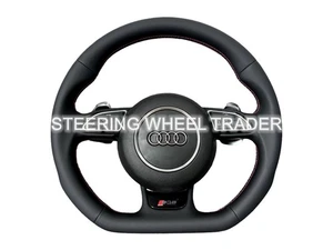 Volante inferior plano de cuero con palancas de cambio DSG para AUDI SQ5 Q5 8R - Imagen 1 de 10