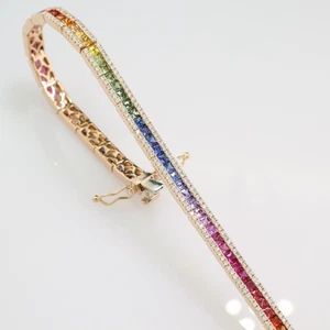 Armband Regenbogen-Saphire und Brillanten 750-Roségold "Rainbow" farbige Saphire - Bild 1 von 11