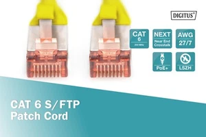 DIGITUS Patch-Kabel RJ-45 (M) zu RJ-45 (M) 0.5m Kupfer S/FTP Cat 6 gelb - Bild 1 von 2