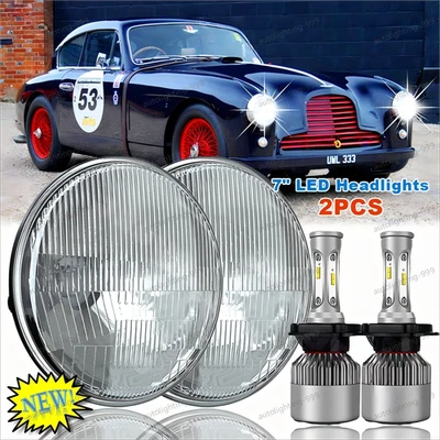 2× 7 inch LED Round Headlights Pair DRL Hi/Lo Beam Fit MG Midget 1969-1979 Dodge - Image 1 of 4